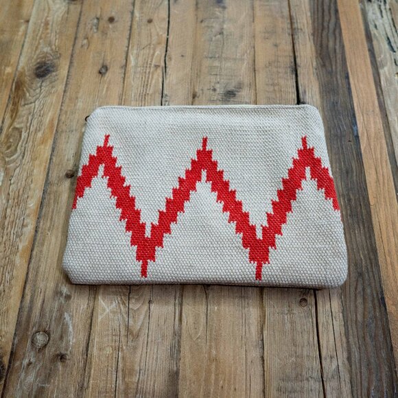 Mud Pie Clutch / Make Up Bag Orange / Cream - Picture 2 of 3